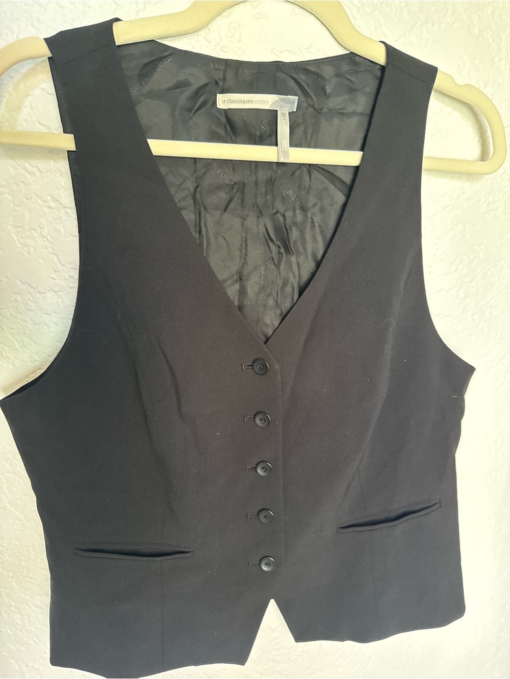 Classiques Entier Black Button Up Vest, Small